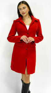 Align Tailored Front Button Peacoat - Red